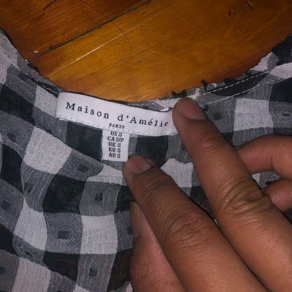 Maison D'Amelie Paris Gingham Faux Wrap Sleeveless Top Size Small - Picture 4 of 7